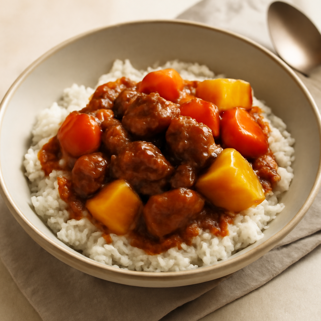 Beef & Vegetable Stew on Rice
